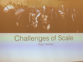 Image from the movie 300 with 'Challenges of Scale' written on it